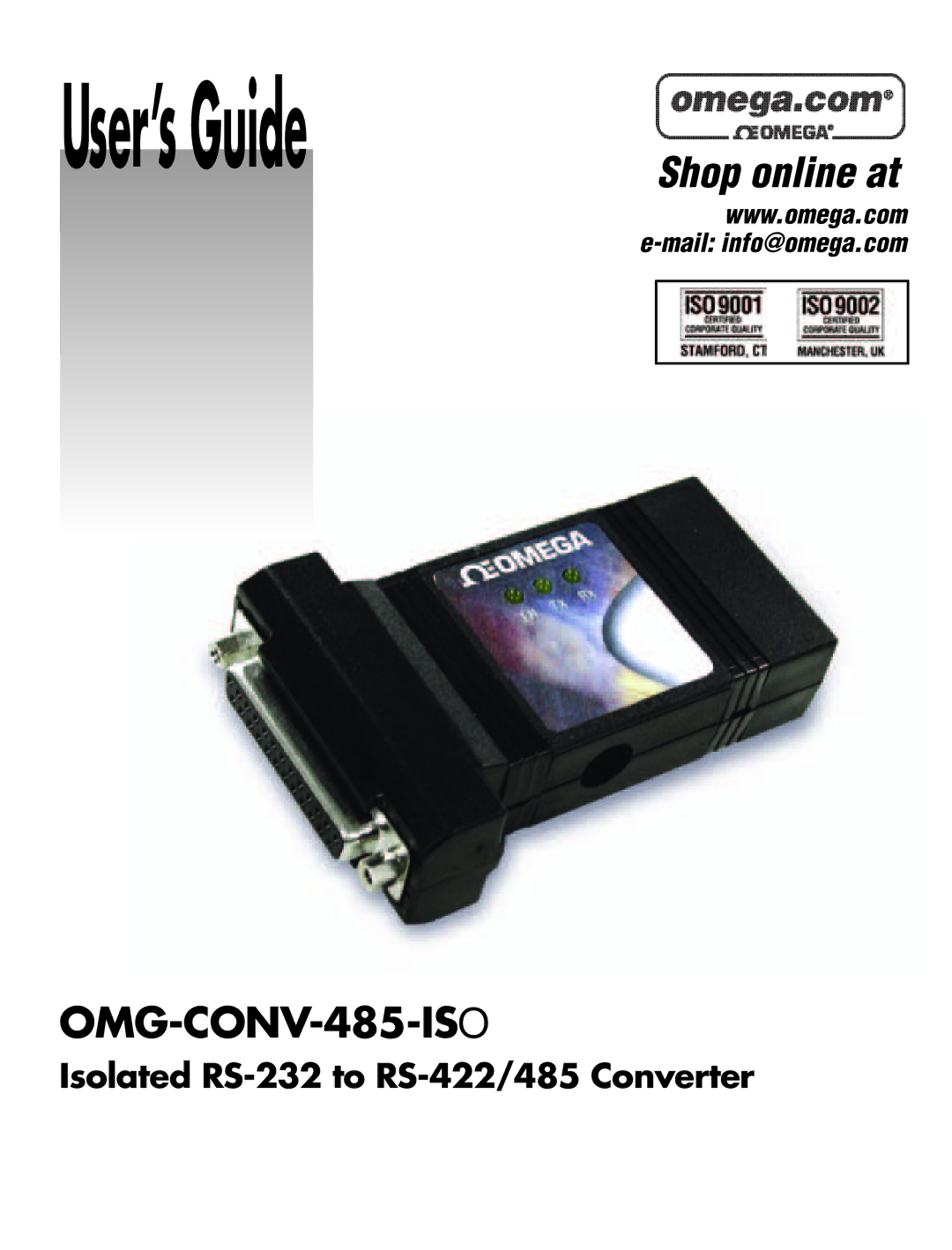 Omega Engineering OMG-CONV-485-ISO manual User’sGuide 