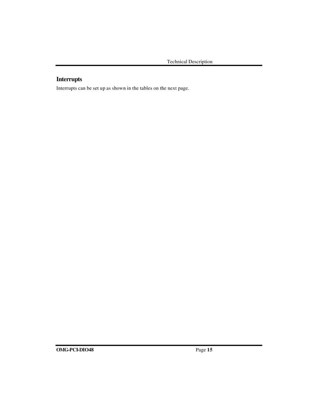 Omega Engineering OMG-PCI-DIO48 manual Interrupts can be set up as shown in the tables on the next 