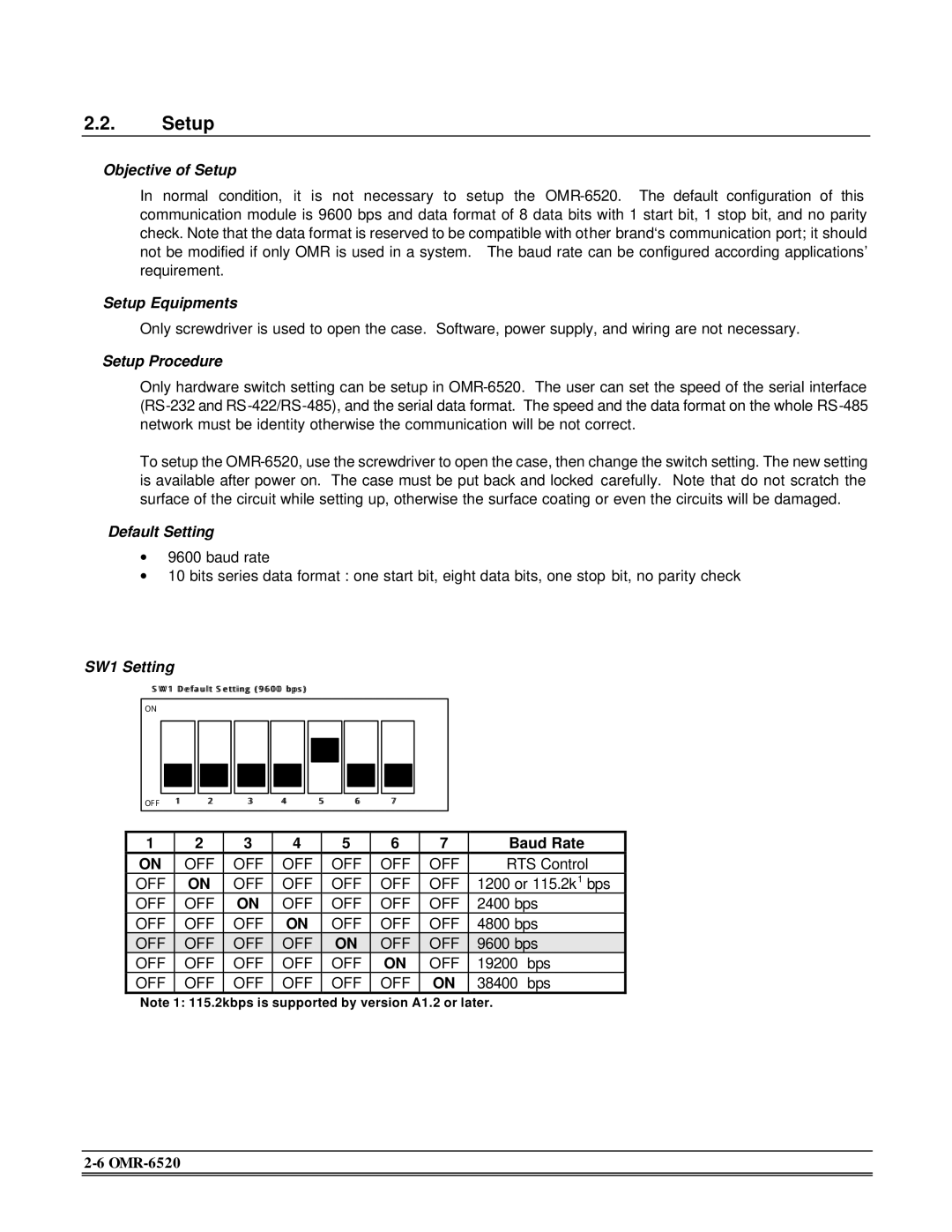 Omega Engineering OMR-6510, OMR-6520 manual Setup 