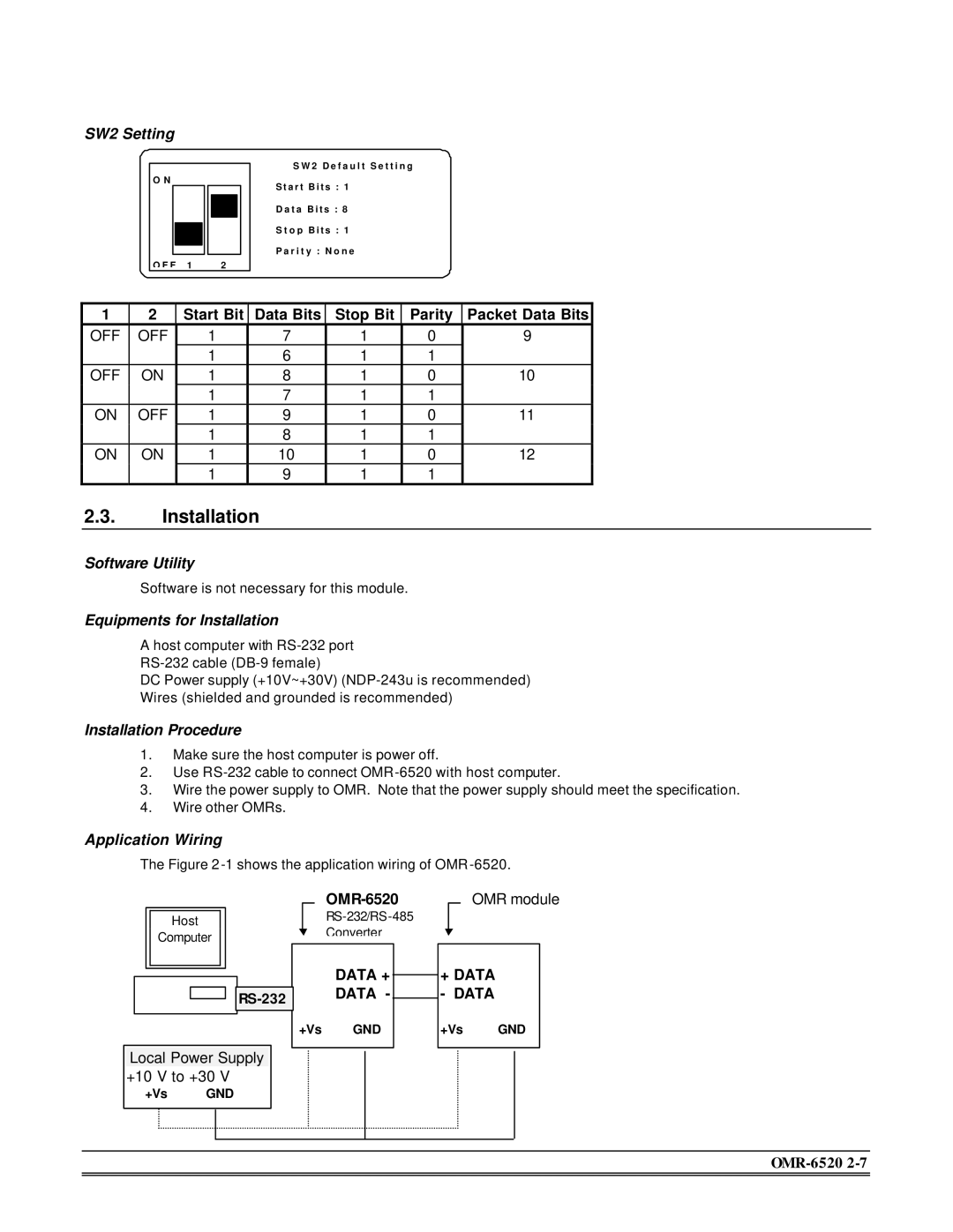 Omega Engineering OMR-6520, OMR-6510 manual Installation 