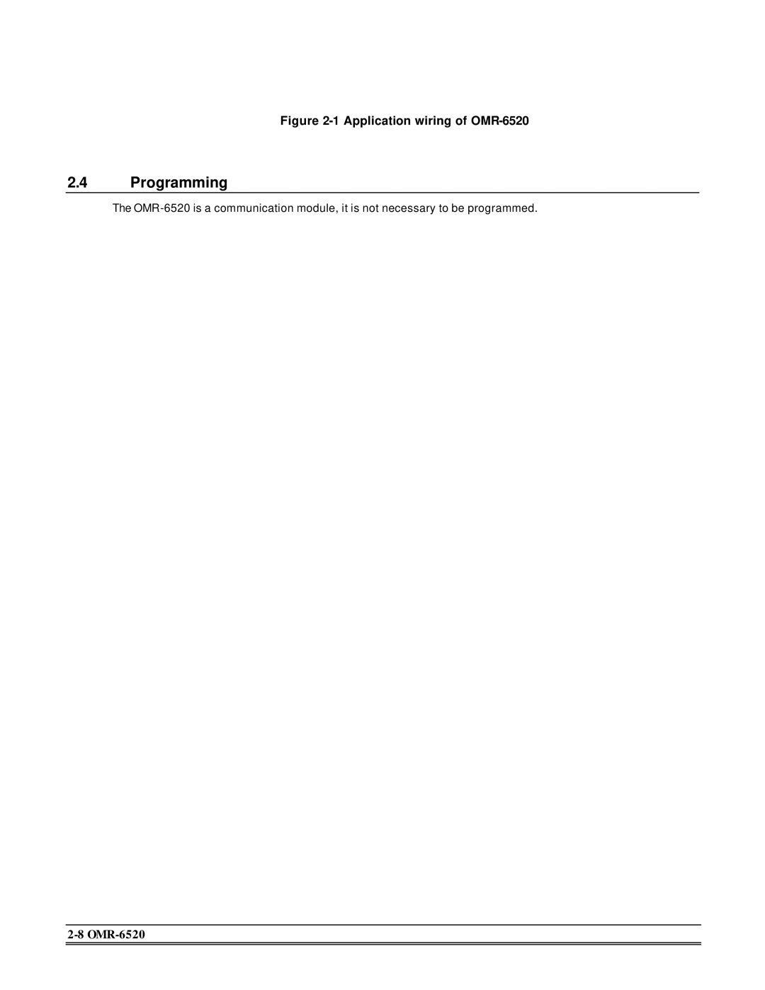 Omega Engineering OMR-6510 manual Programming, Application wiring of OMR-6520 