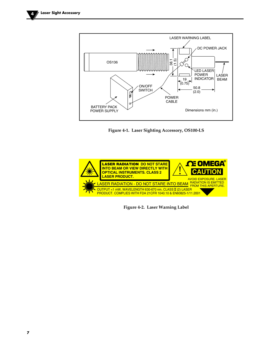 Omega Engineering OS136 manual Laser Sighting Accessory, OS100-LS 