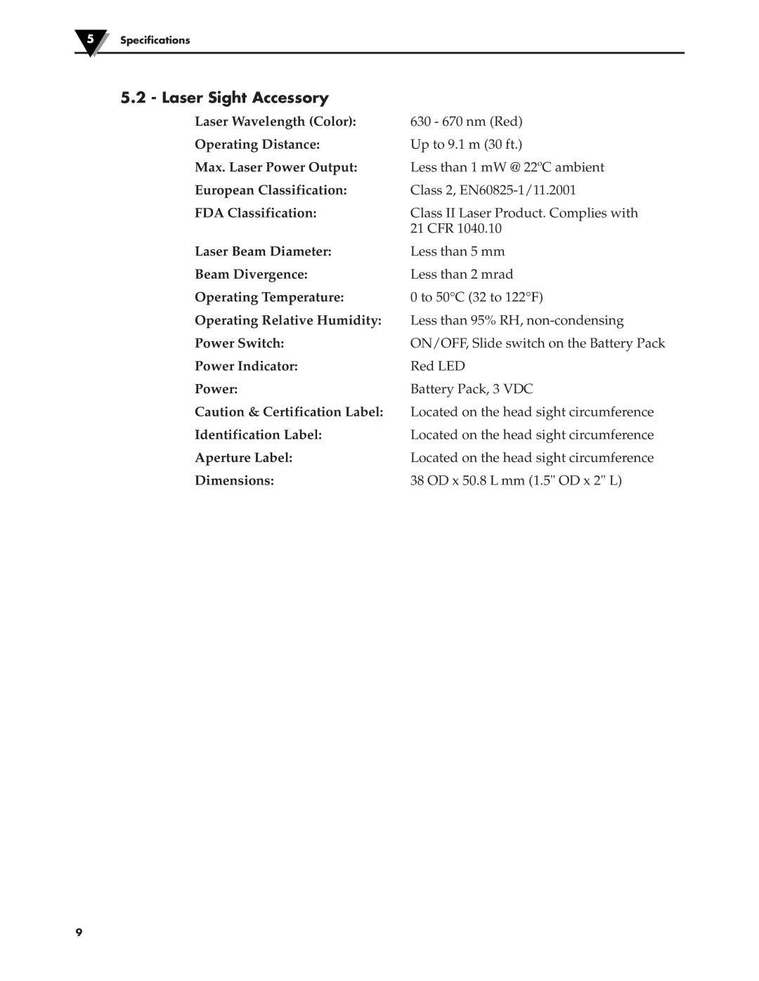 Omega Engineering OS136 manual Laser Sight Accessory 