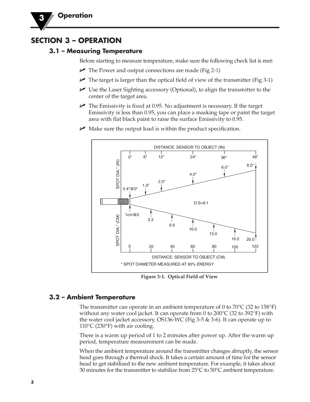 Omega Engineering OS136 manual Operation, Measuring Temperature, Ambient Temperature 