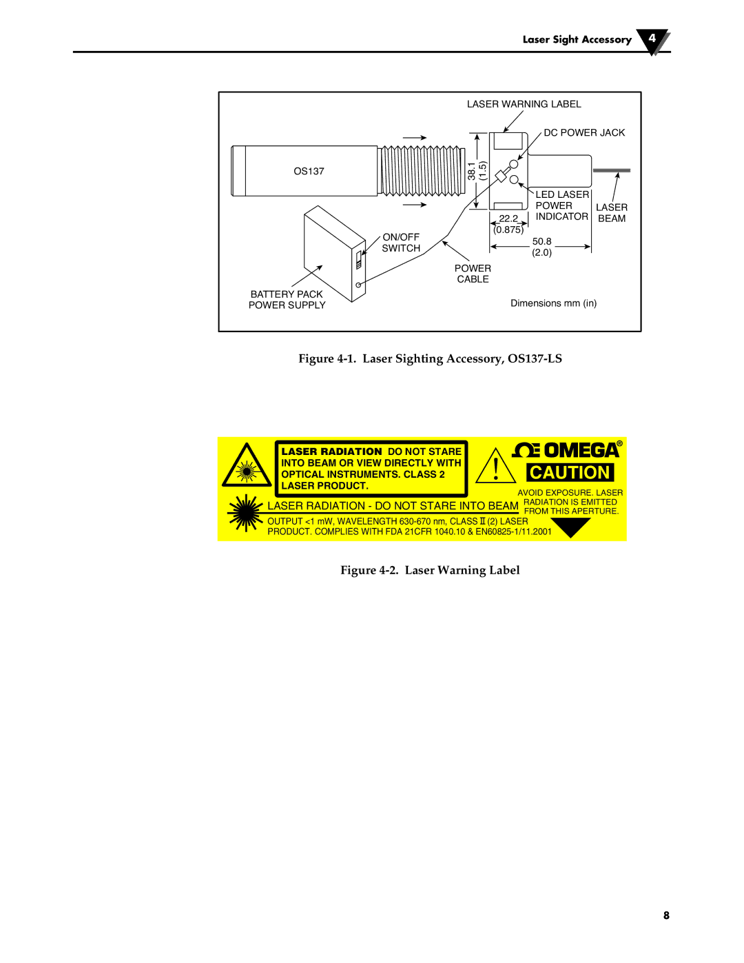 Omega Engineering manual Laser Sighting Accessory, OS137-LS 