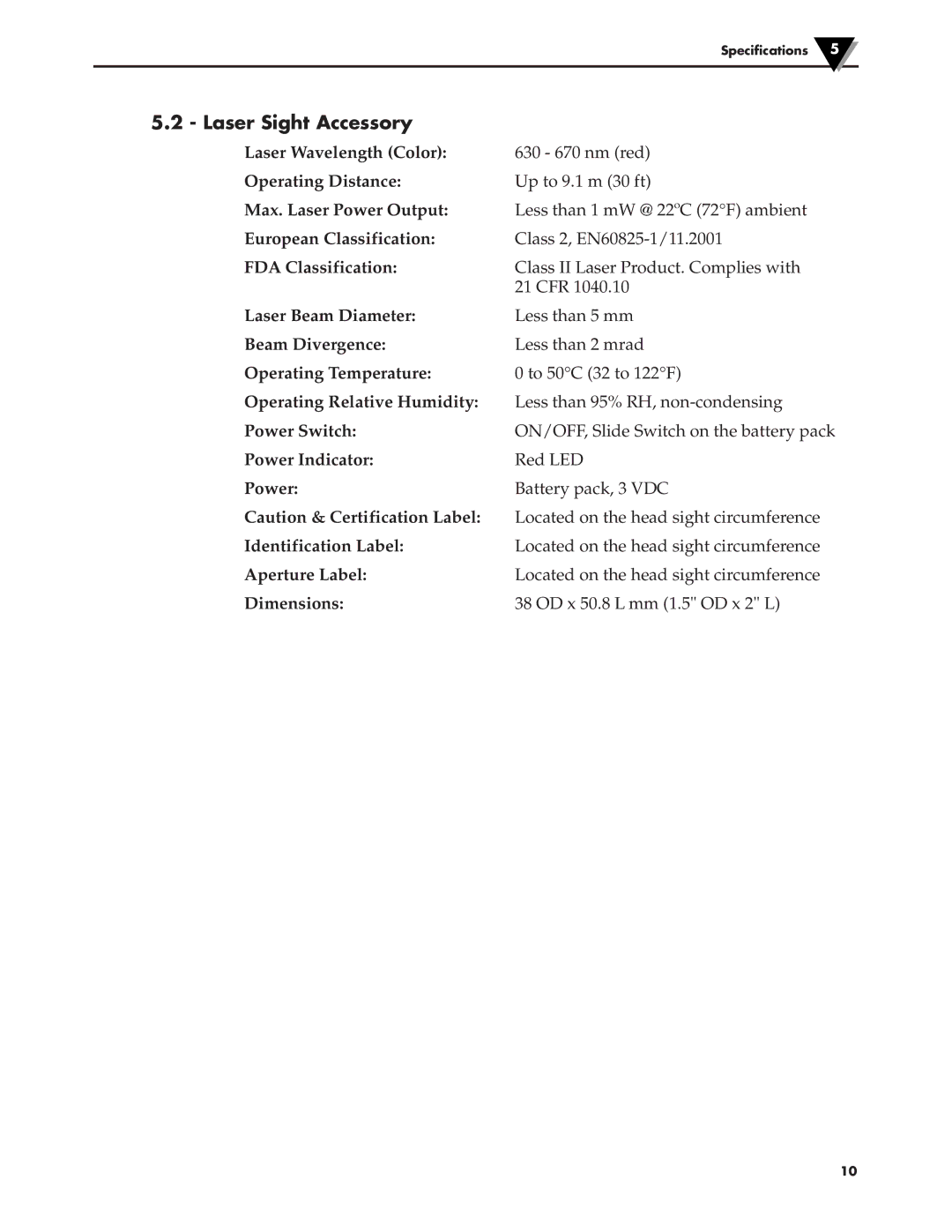 Omega Engineering OS137 manual Laser Sight Accessory 