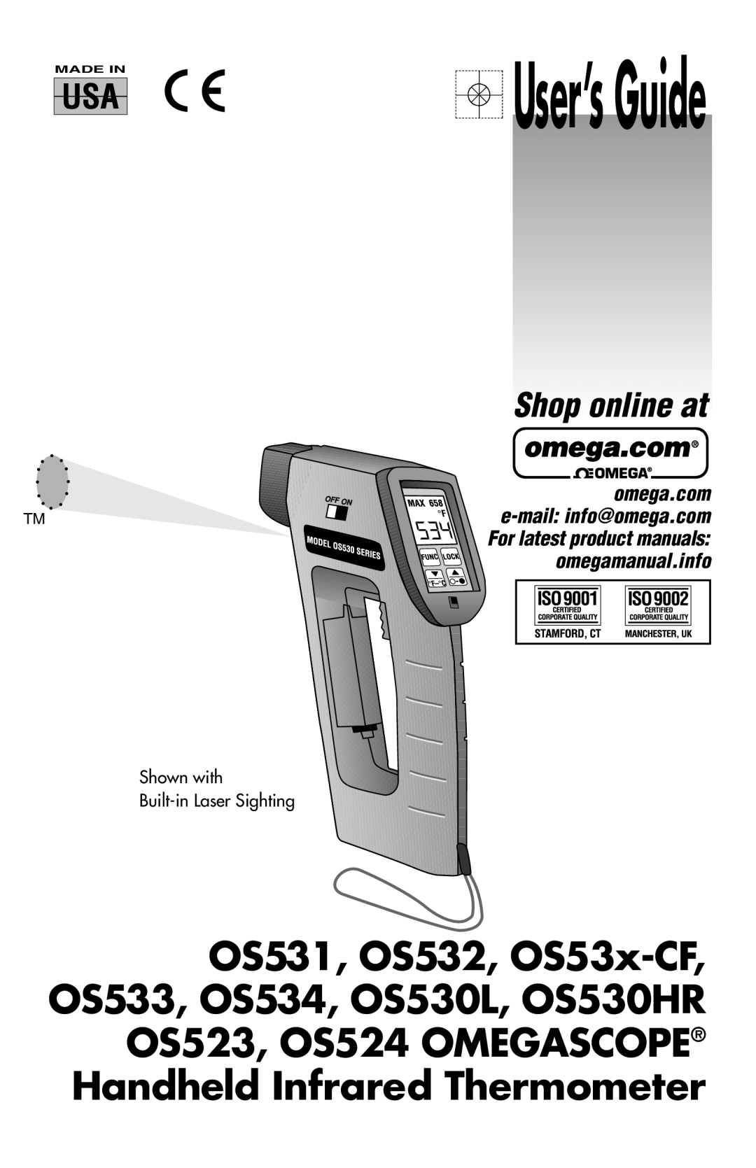 Omega Engineering manual User’s Guide, OS531, OS532, OS53x-CF OS533, OS534, OS530L, OS530HR, Shop online at, Made In 