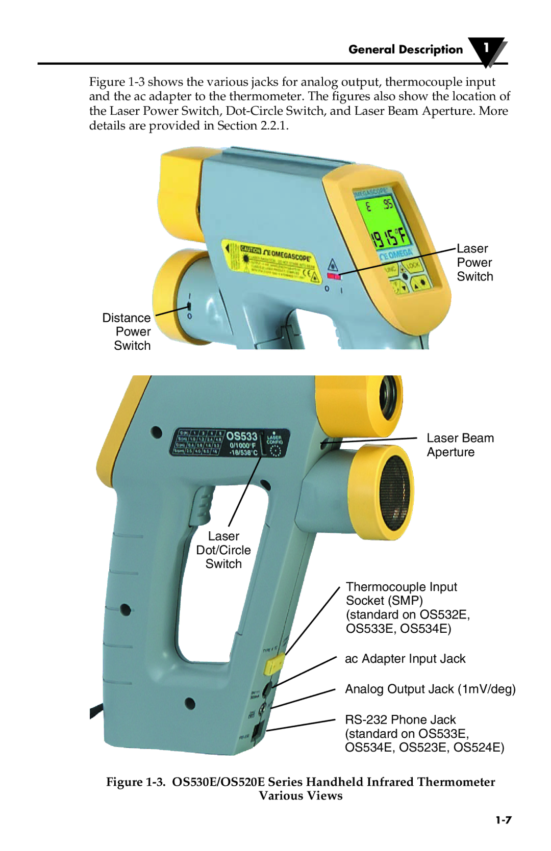 Omega Engineering OS533E manual General Description 