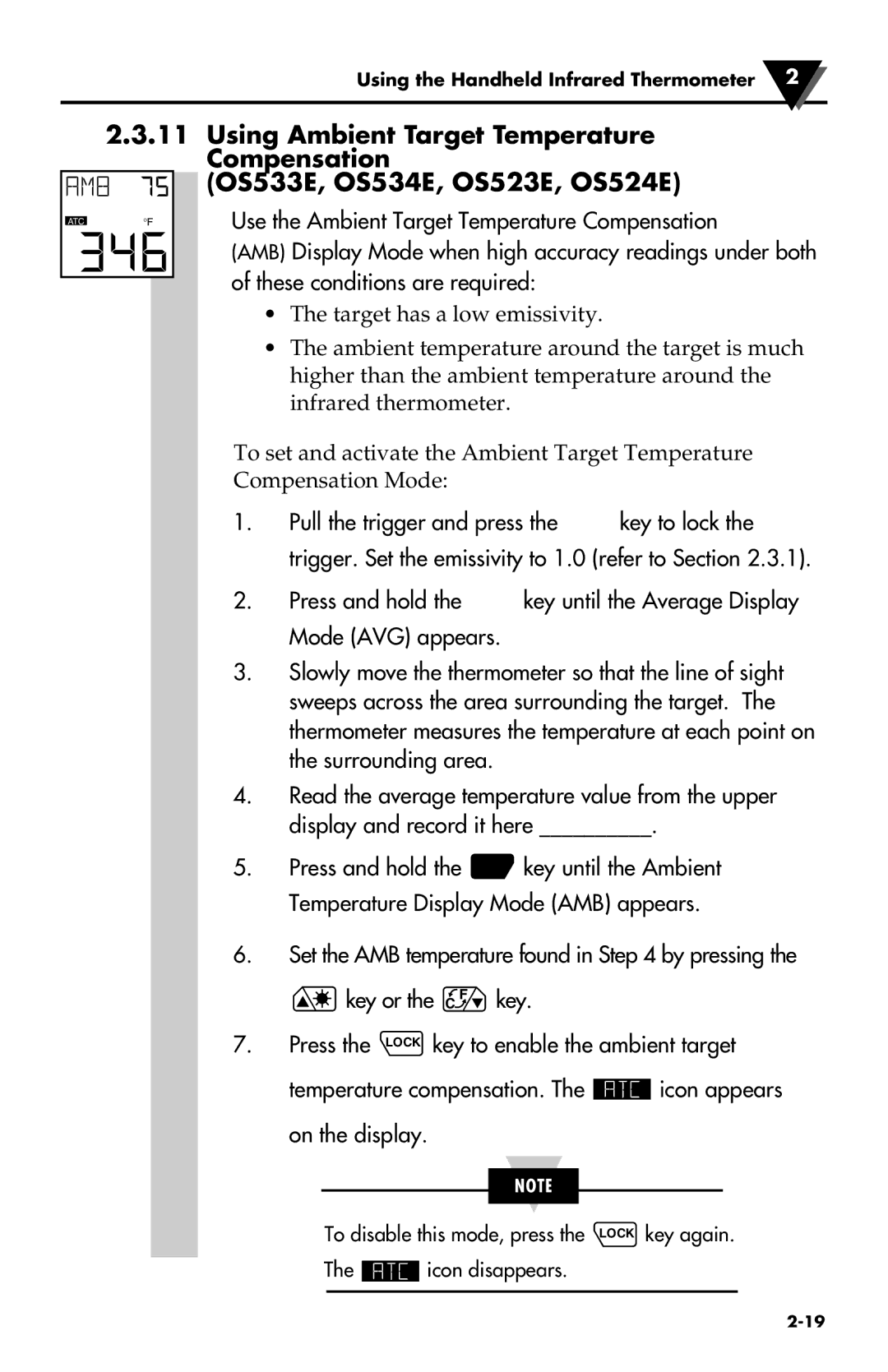 Omega Engineering OS533E manual Use the Ambient Target Temperature Compensation 