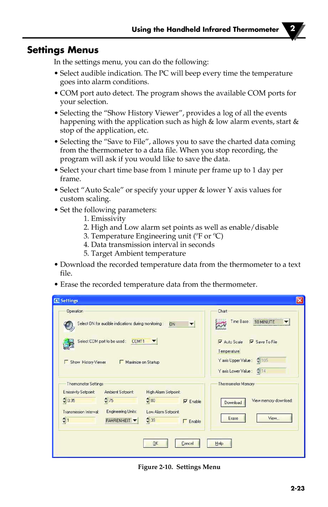 Omega Engineering OS533E manual Settings Menus 