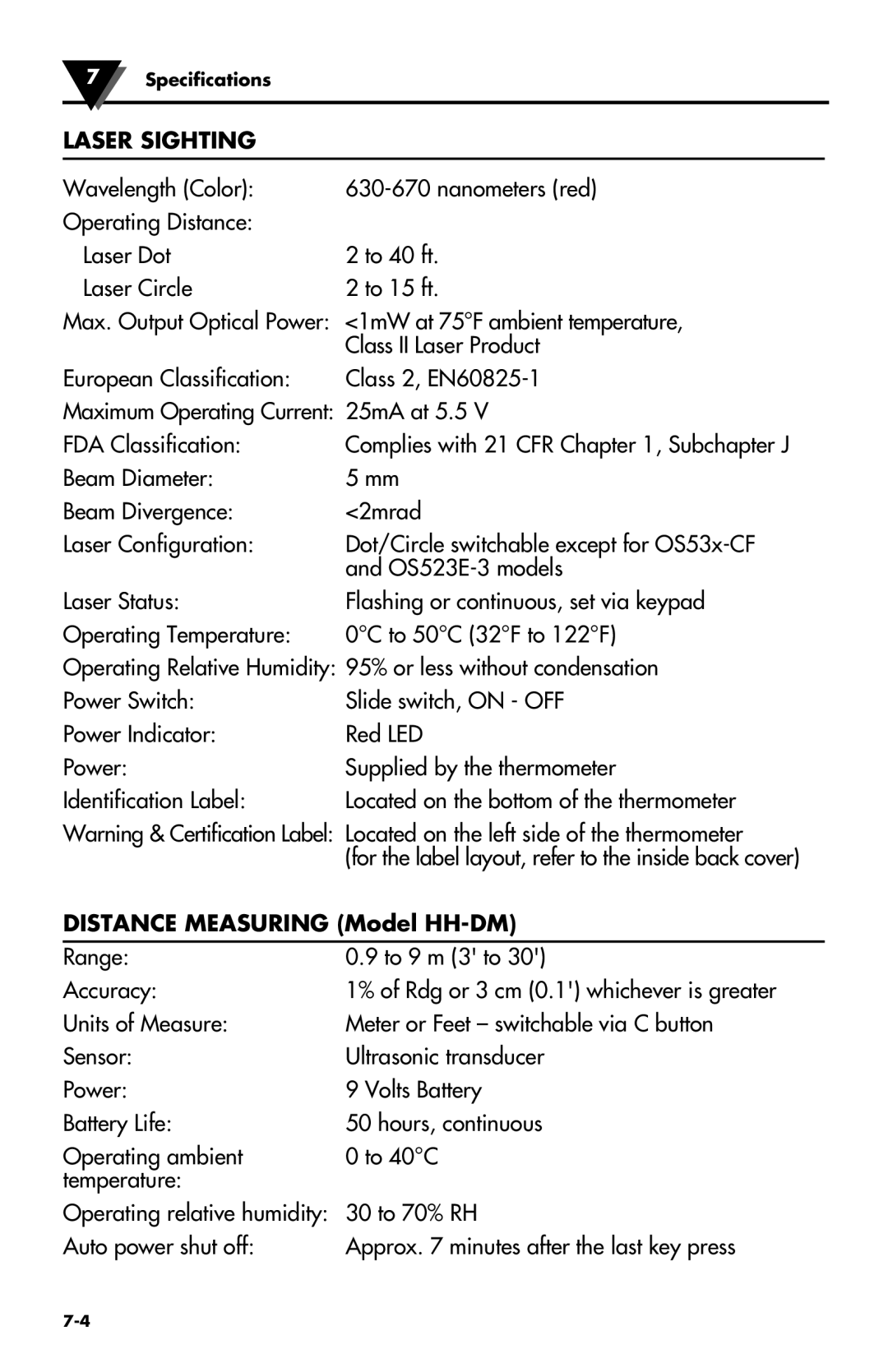 Omega Engineering OS533E manual Laser Sighting 