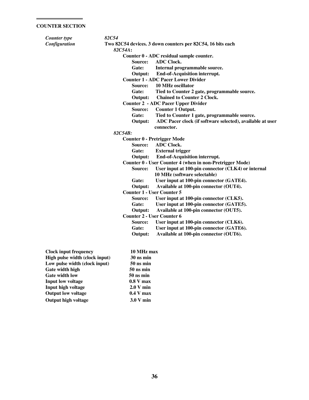 Omega Engineering PCI-DAS1200 manual Counter Section, 82C54A 