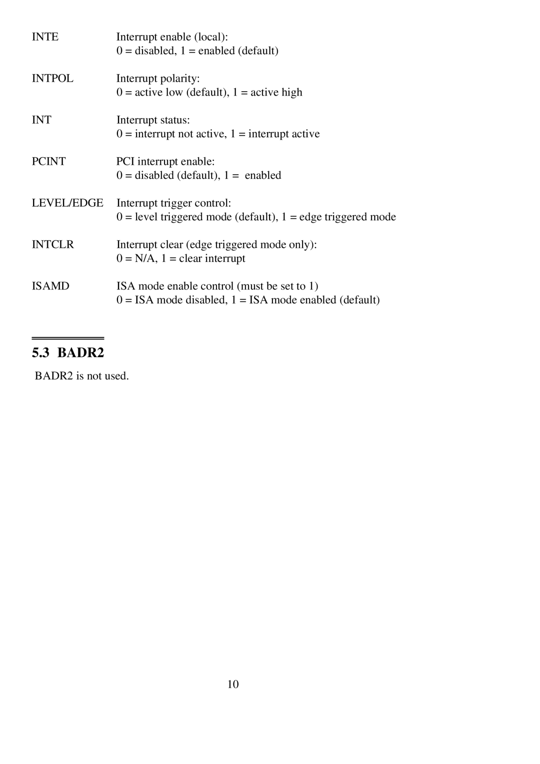 Omega Engineering PCI-DIO96 user manual BADR2 