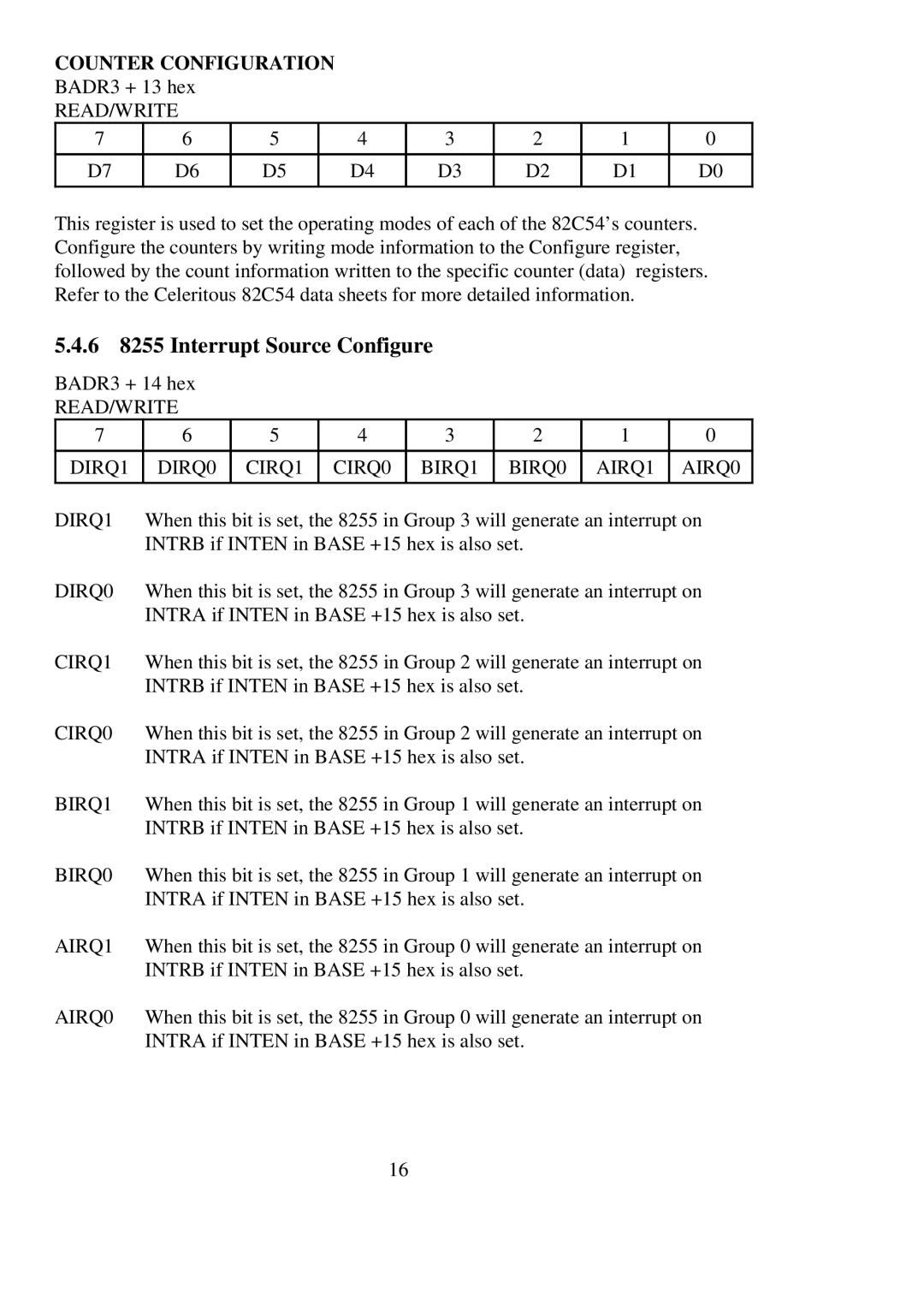 Omega Engineering PCI-DIO96 user manual 6 8255 Interrupt Source Configure, Counter Configuration 