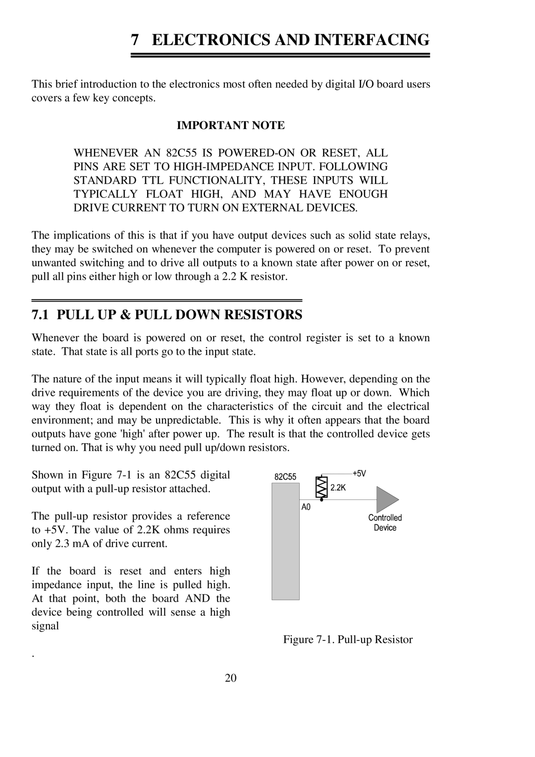 Omega Engineering PCI-DIO96 user manual Electronics and Interfacing, Pull UP & Pull Down Resistors 