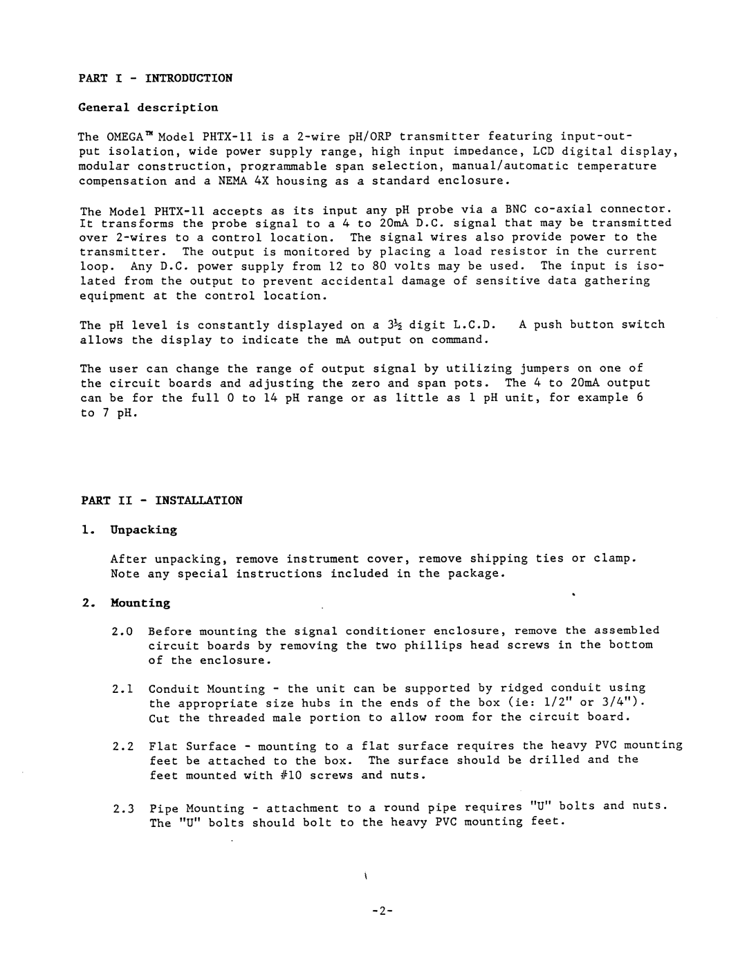 Omega Engineering PHTX-11 manual General description, Signal that may be transmitted, Loop Any, Input is iso 