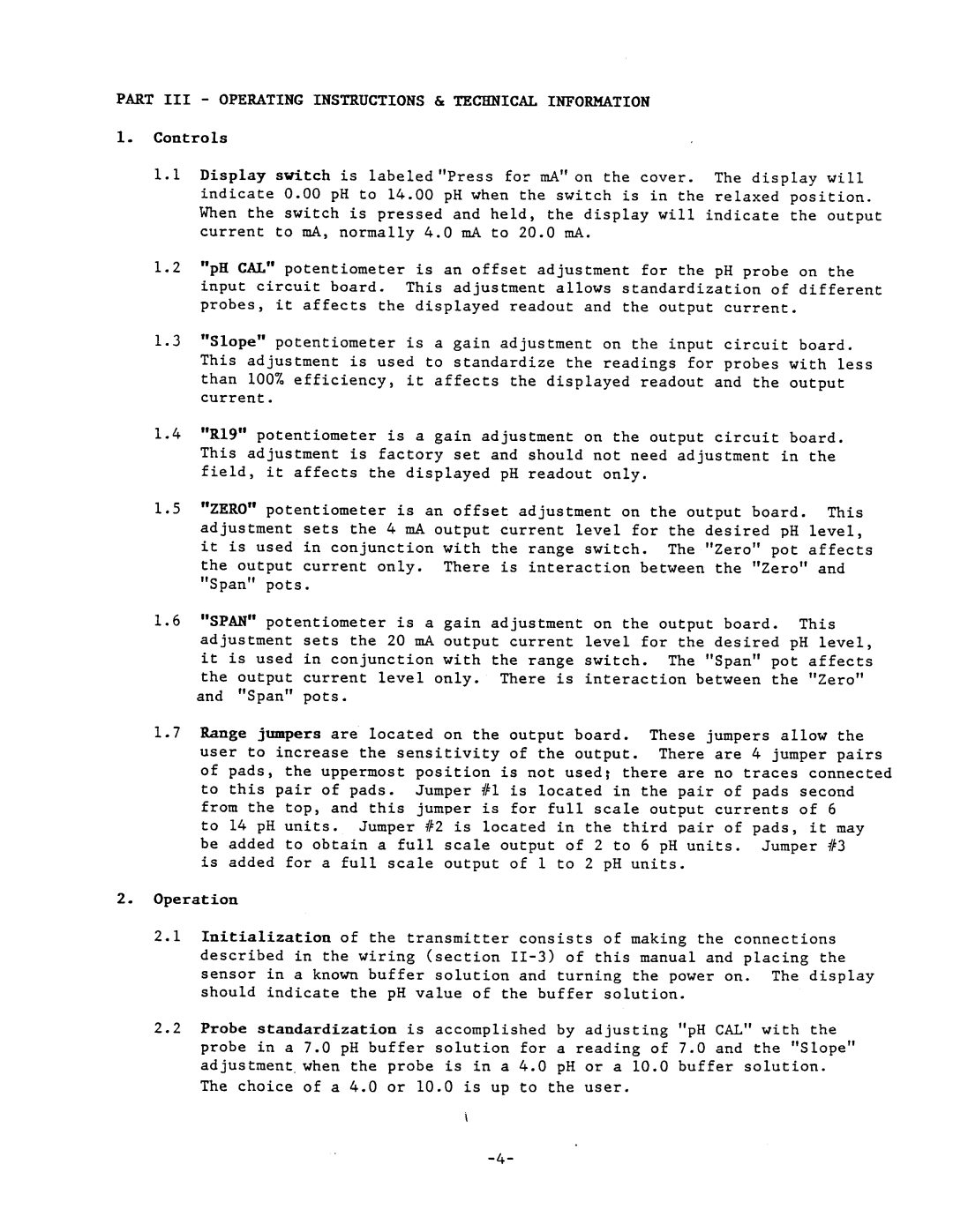 Omega Engineering PHTX-11 manual Part III Operating Instructions & Technical Information 