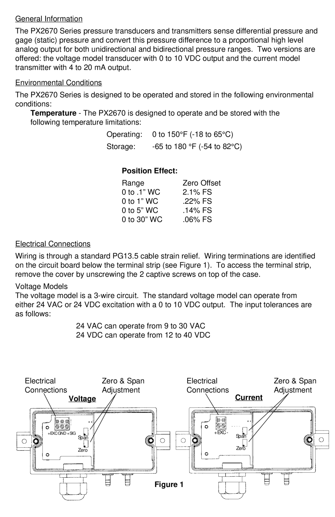 Omega Engineering PX2670 manual Position Effect, Voltage Current 