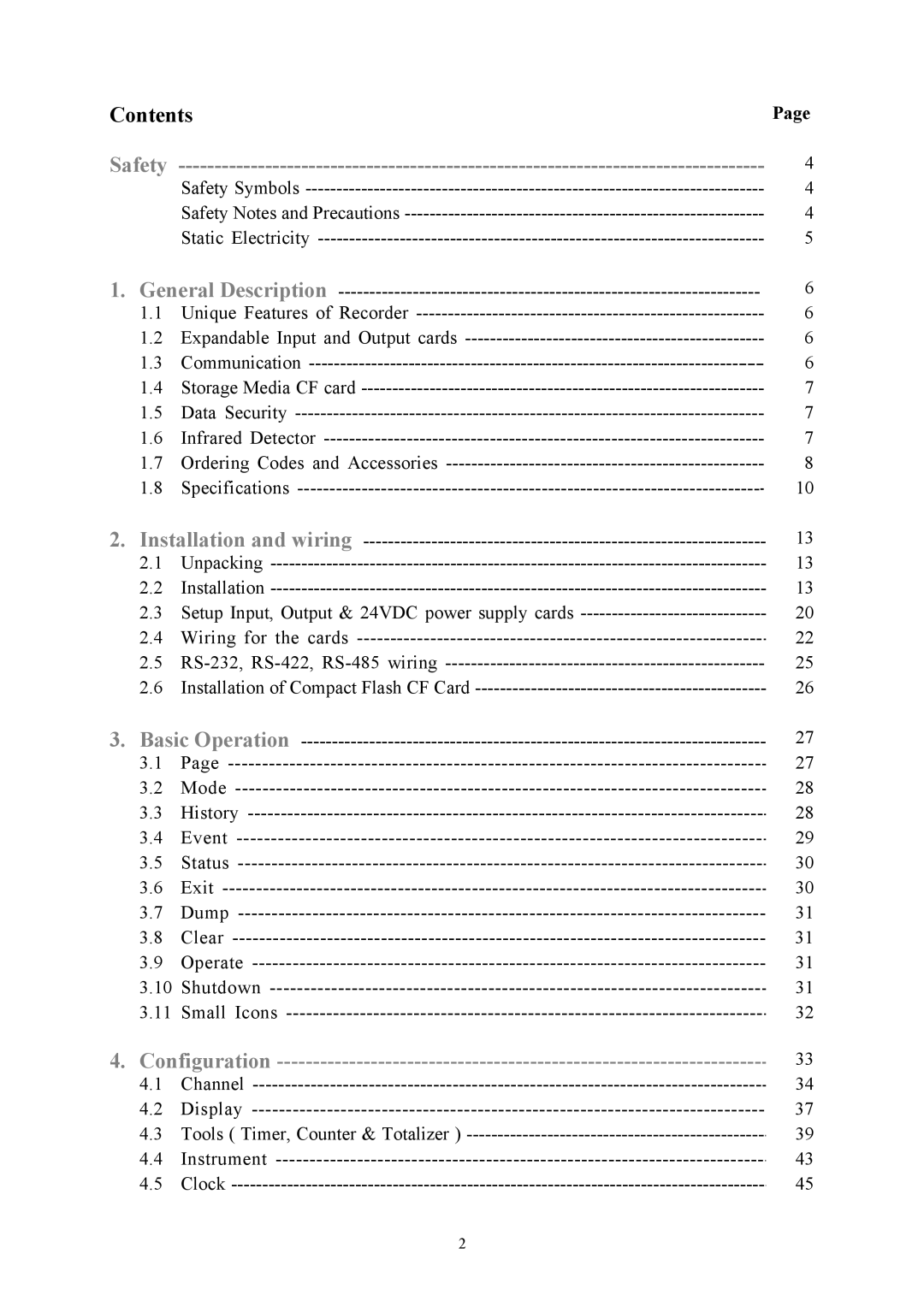 Omega Engineering RD8900 user manual Contents, Safety 