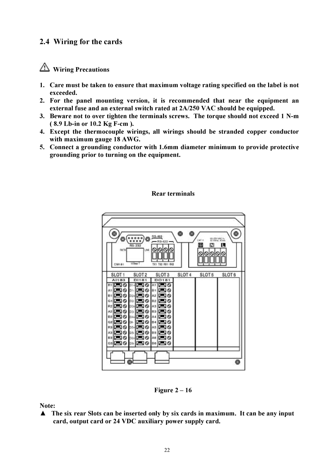 Omega Engineering RD8900 user manual Wiring for the cards 