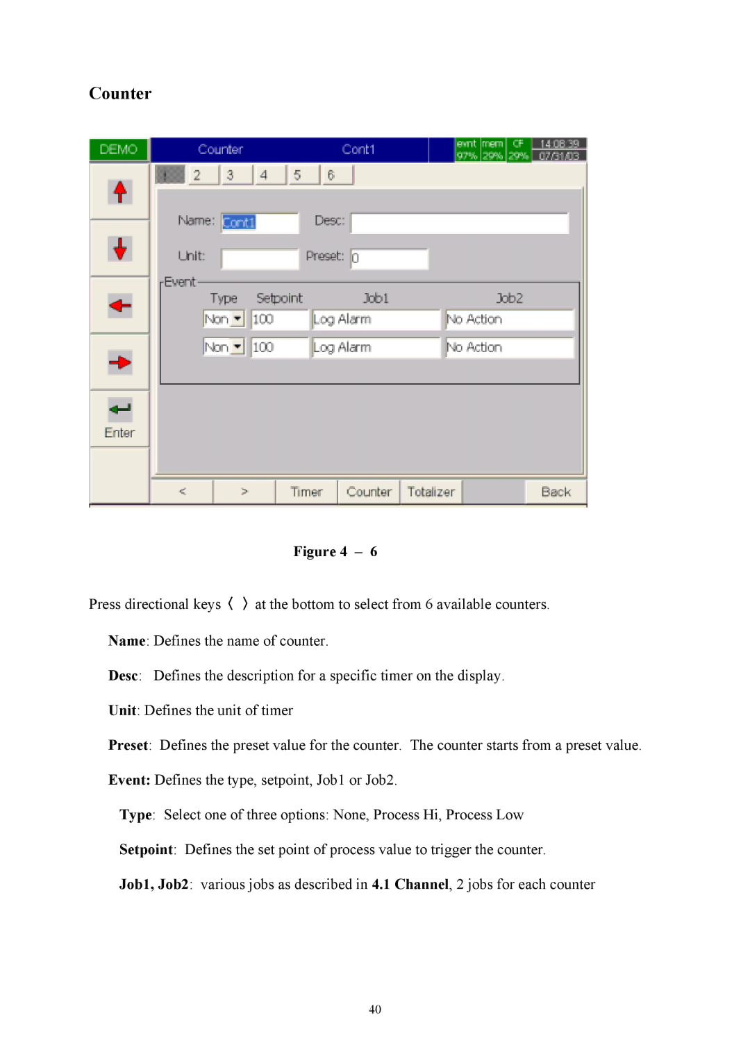 Omega Engineering RD8900 user manual Counter 