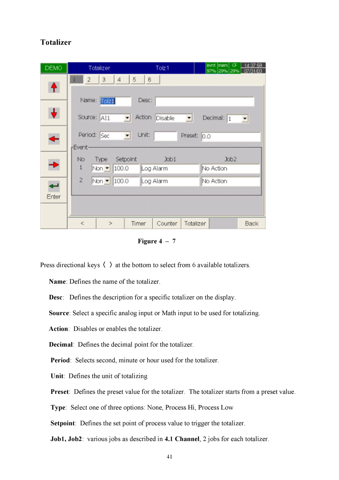 Omega Engineering RD8900 user manual Totalizer 