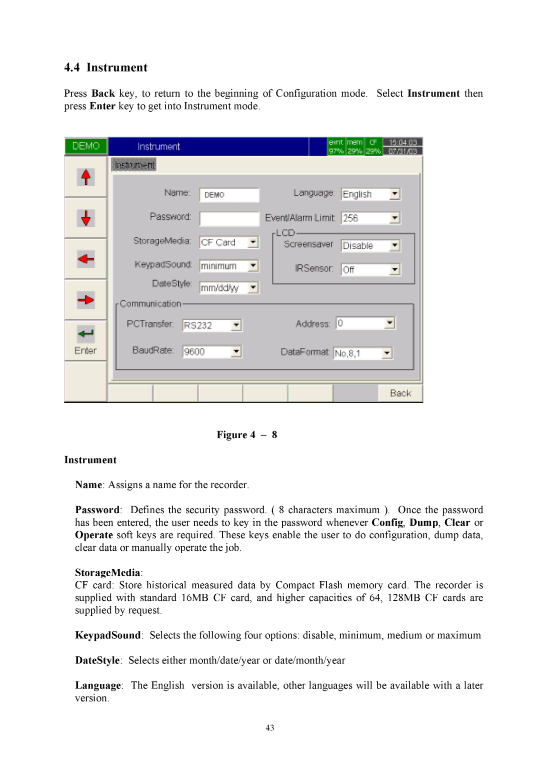 Omega Engineering RD8900 user manual Instrument, StorageMedia 