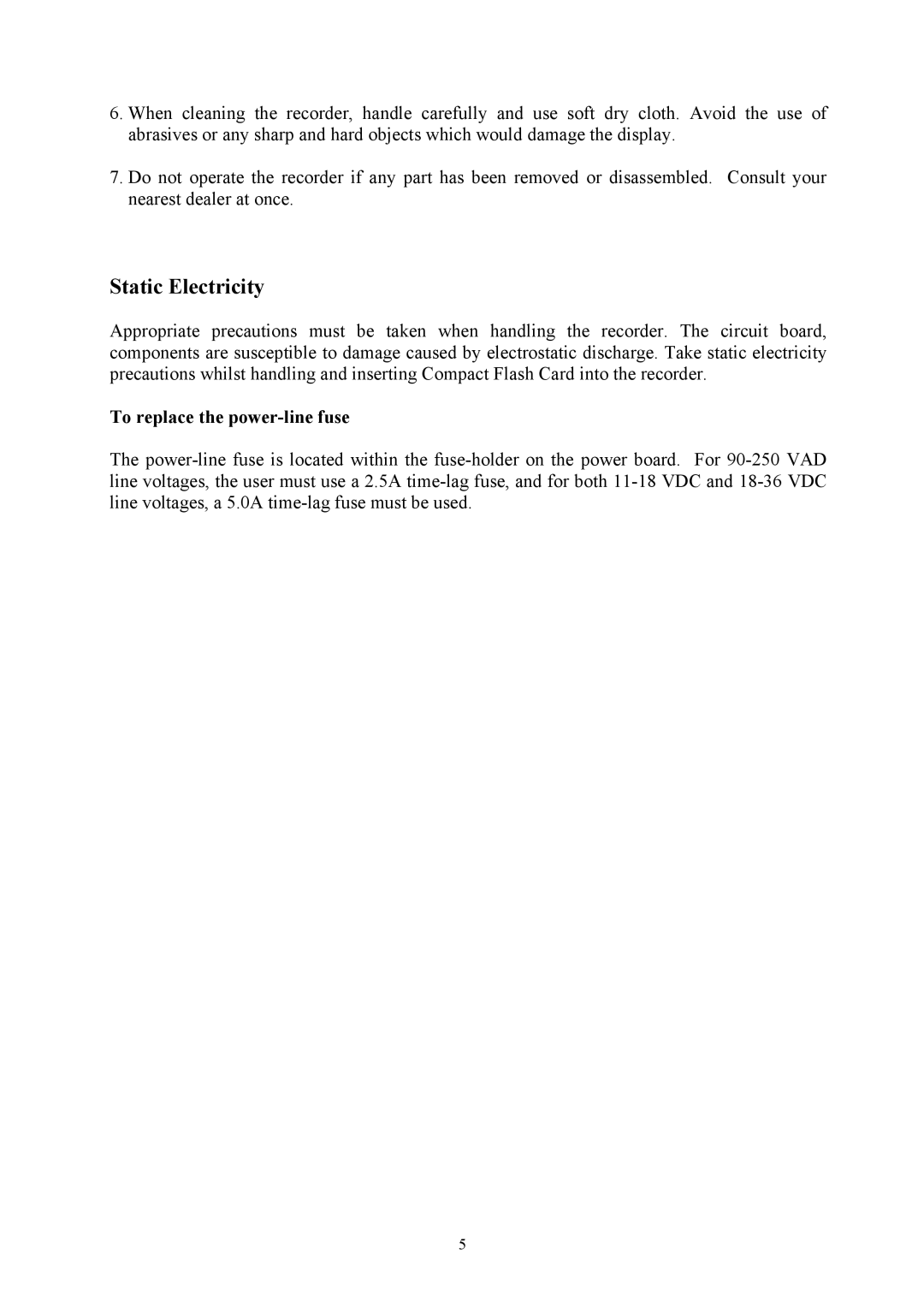 Omega Engineering RD8900 user manual Static Electricity, To replace the power-line fuse 