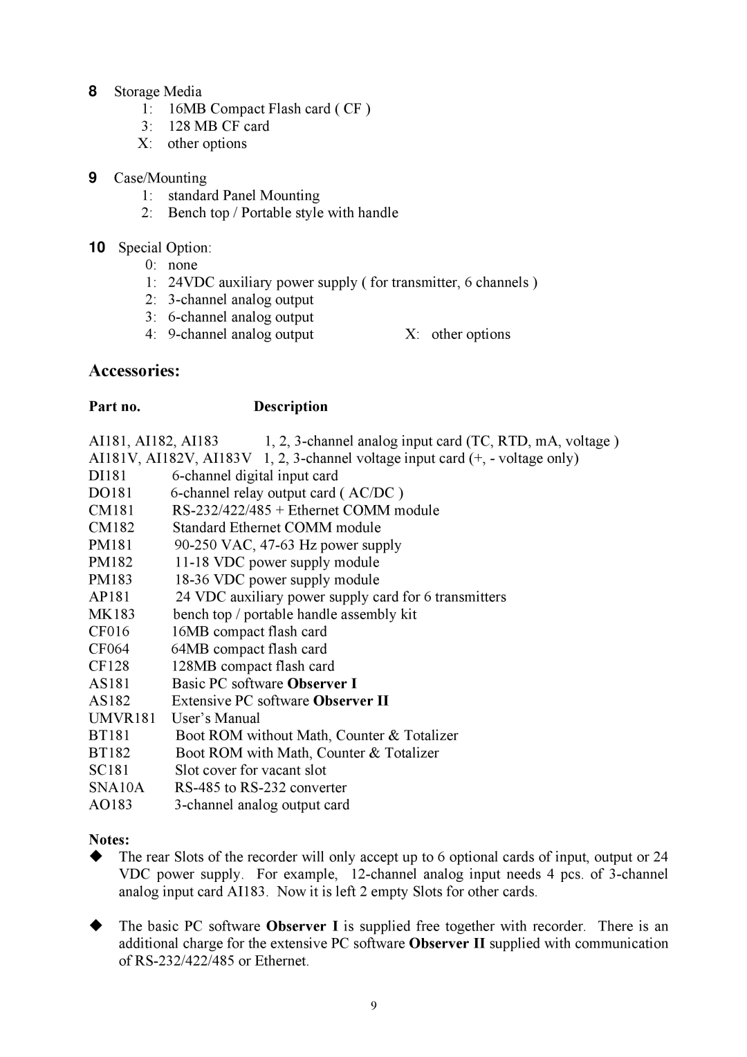 Omega Engineering RD8900 user manual Accessories, Description 