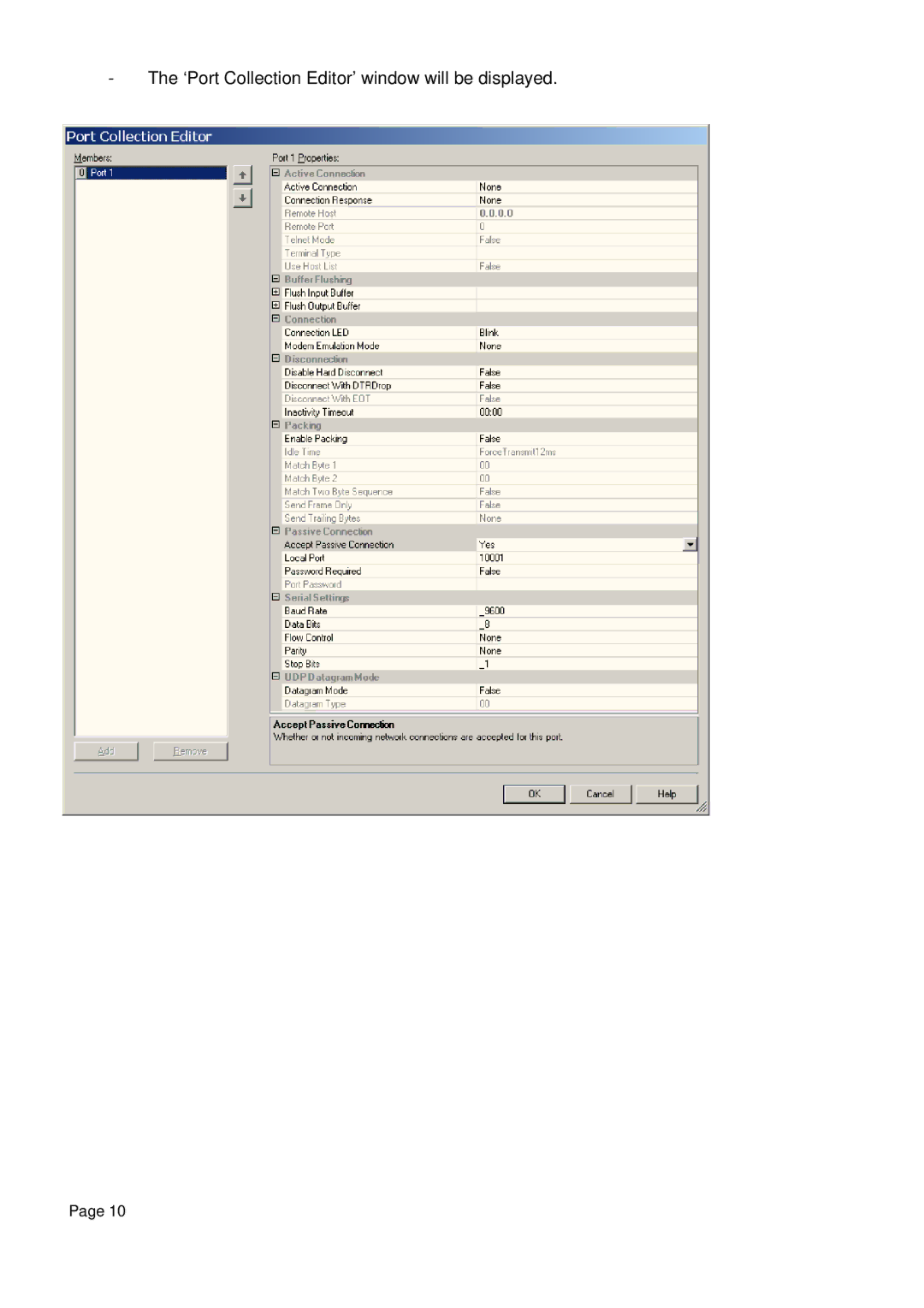 Omega Engineering RS232 manual ‘Port Collection Editor’ window will be displayed 