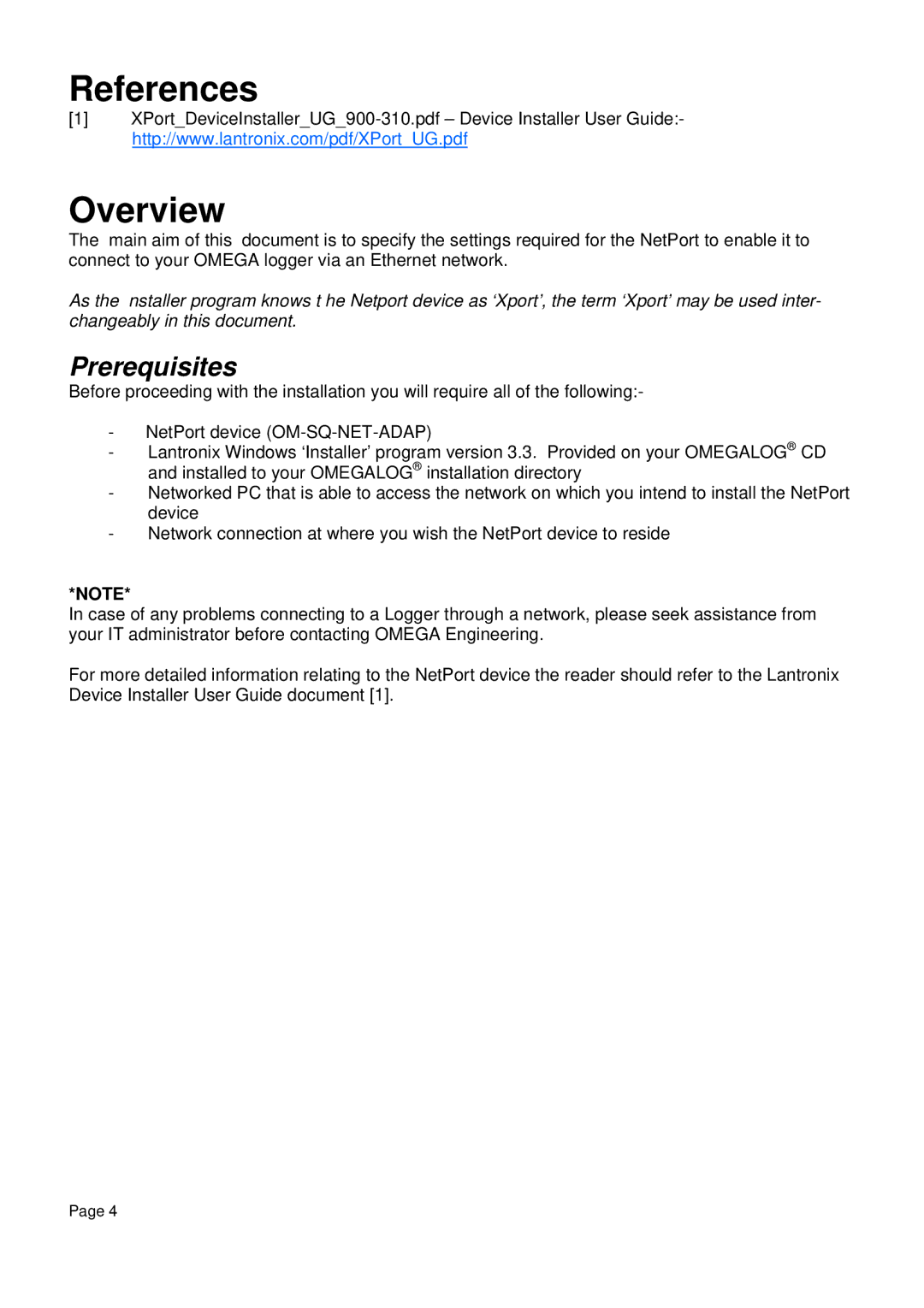 Omega Engineering RS232 manual References Overview 