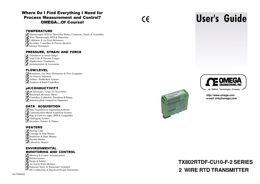 Omega Engineering TX802RTDF manual Temperature, PRESSURE, Strain and Force, Flow/Level, Data Acquisition, Heaters 