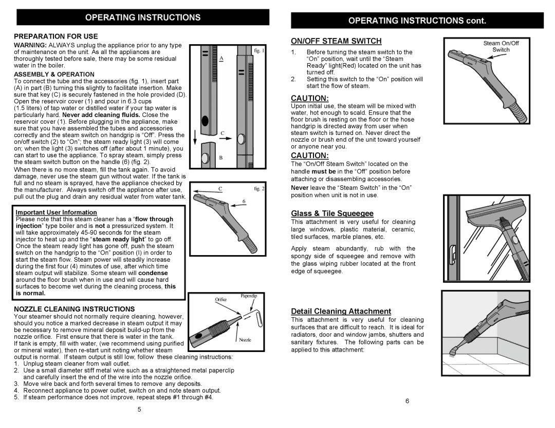 Omega EP95 owner manual Operating Instructions, Important User Information 