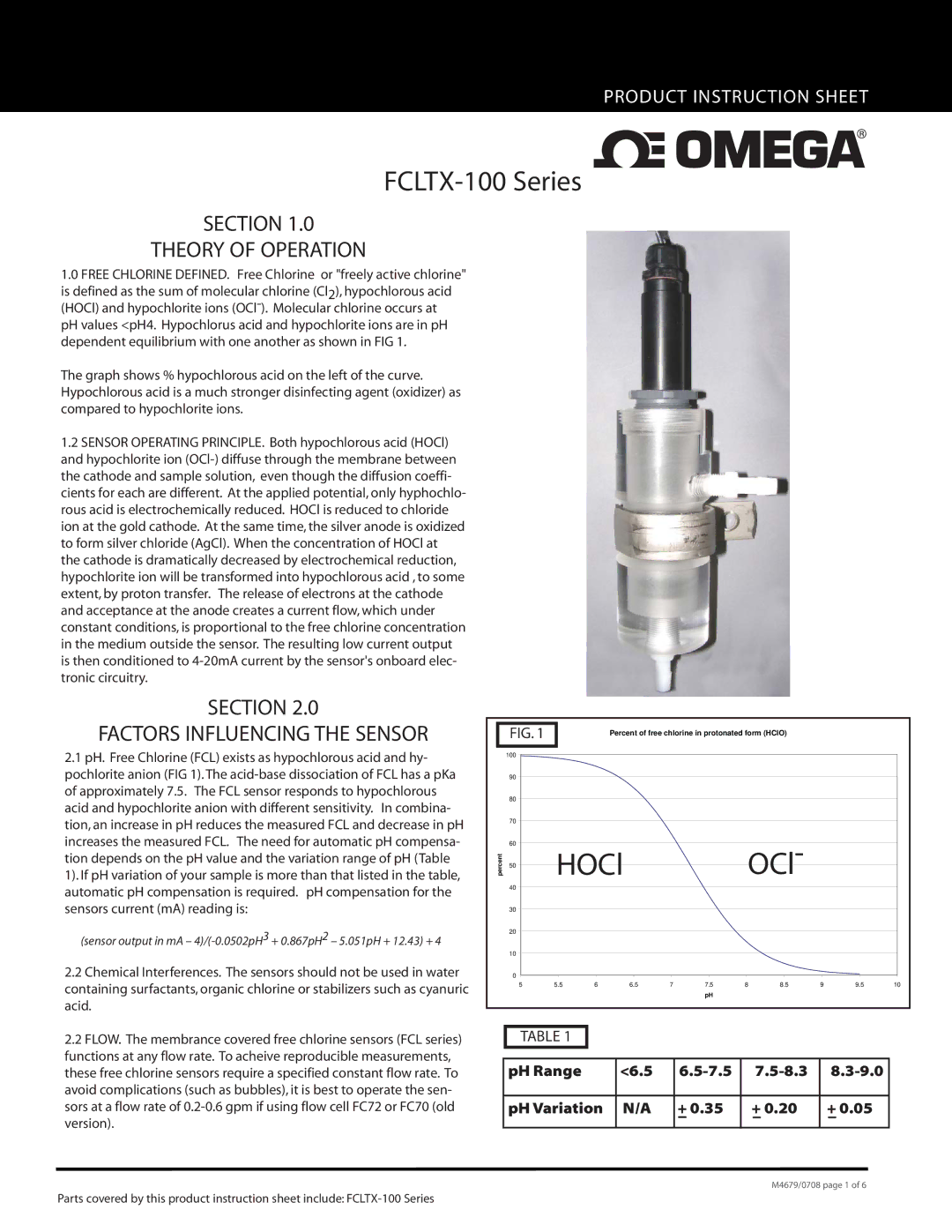 Omega FCLTX-100 instruction sheet Section Theory of Operation 