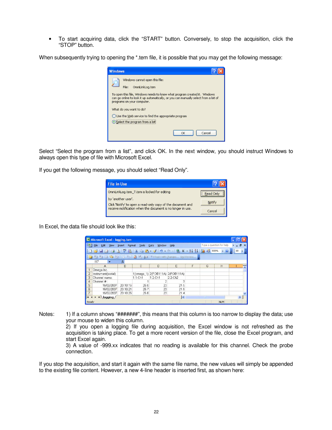 Omega FOB100 manual Your mouse to widen this column 