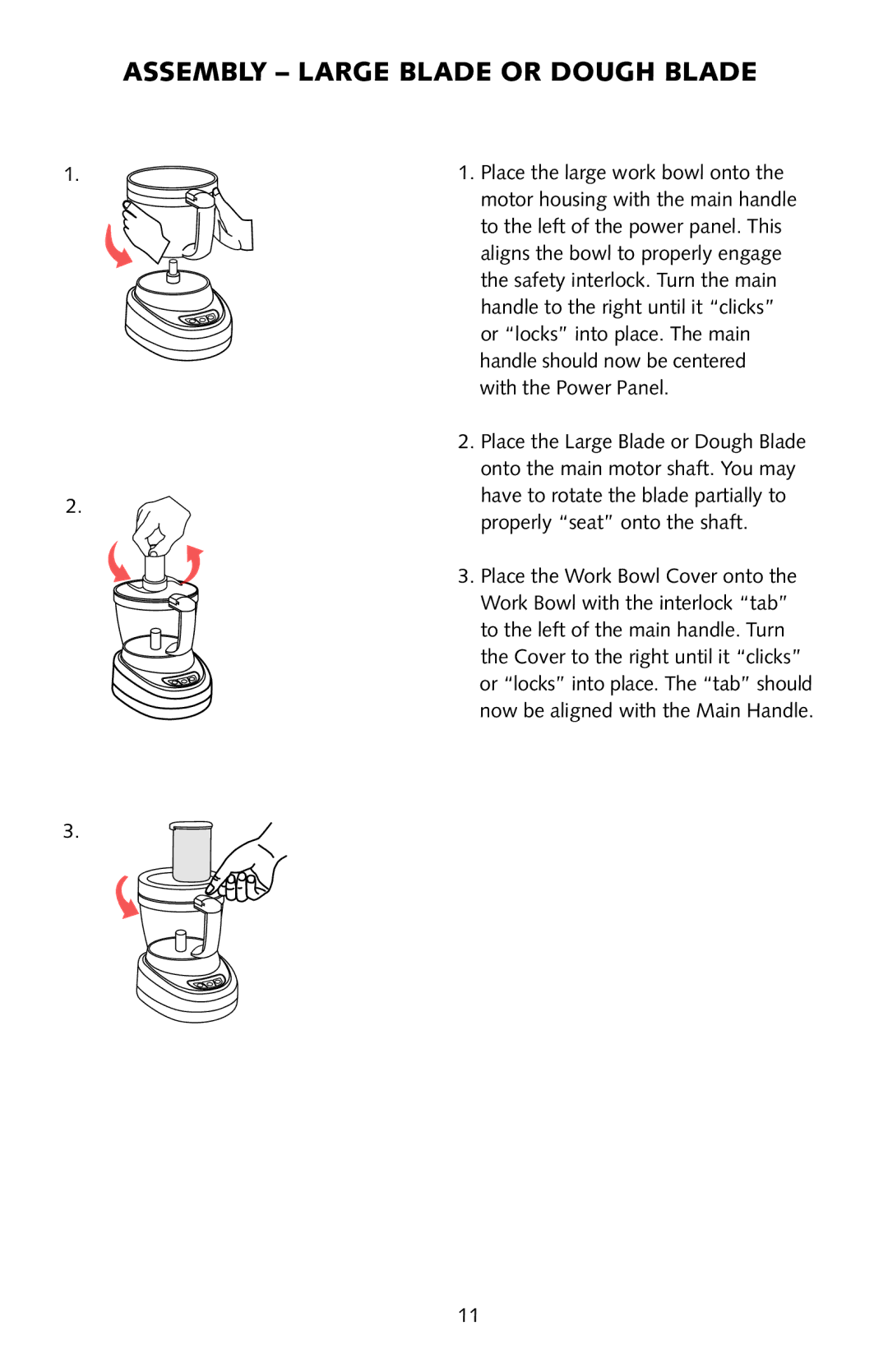 Omega FoodPro instruction manual Assembly Large Blade or Dough Blade 