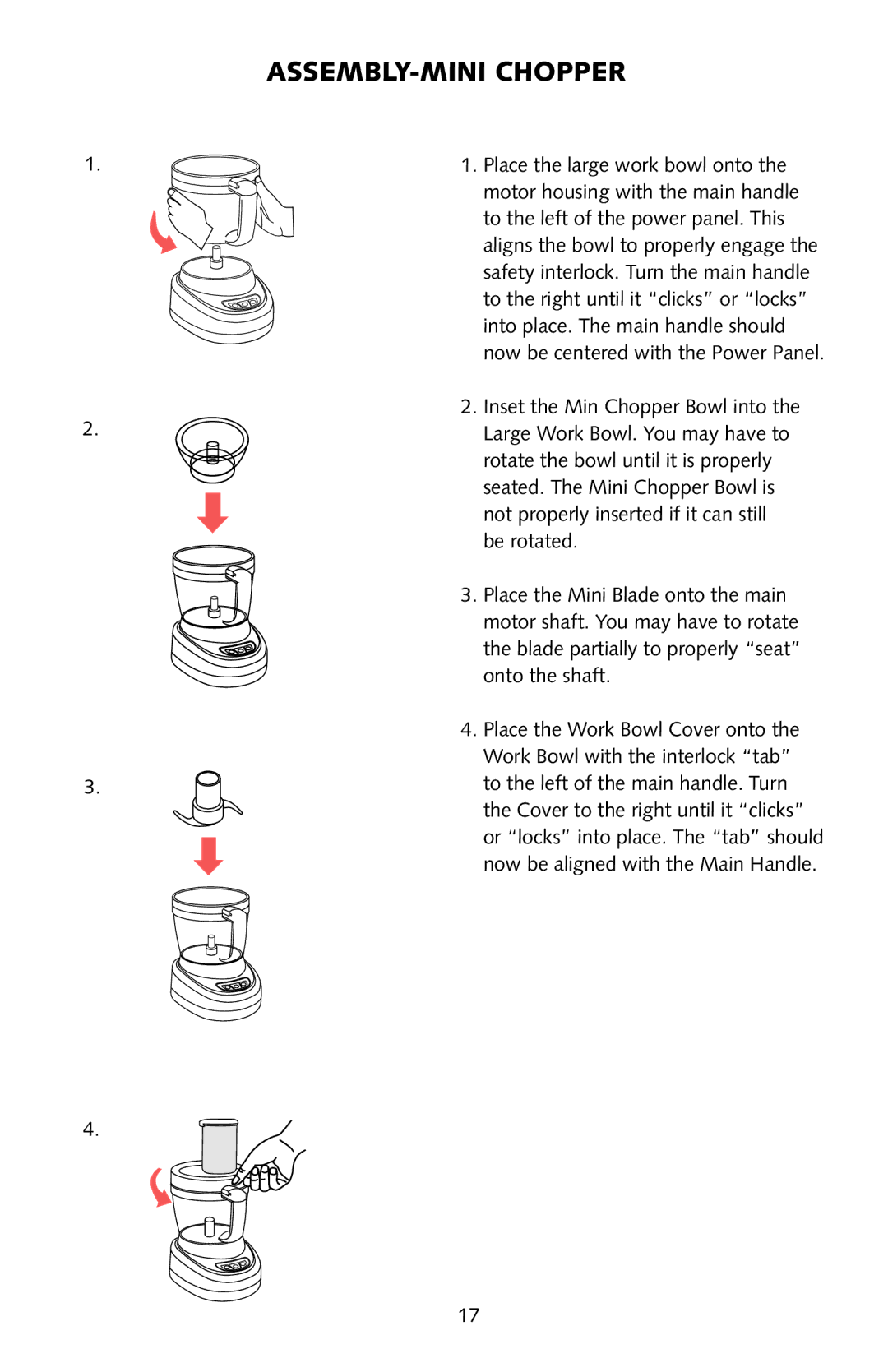 Omega FoodPro instruction manual ASSEMBLY-MINI Chopper 