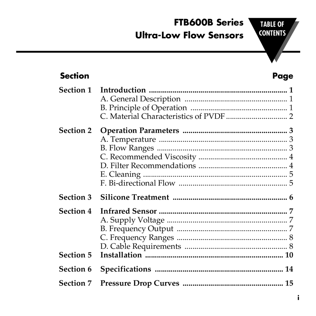 Omega manual FTB600B Series Ultra-Low Flow Sensors, Section 