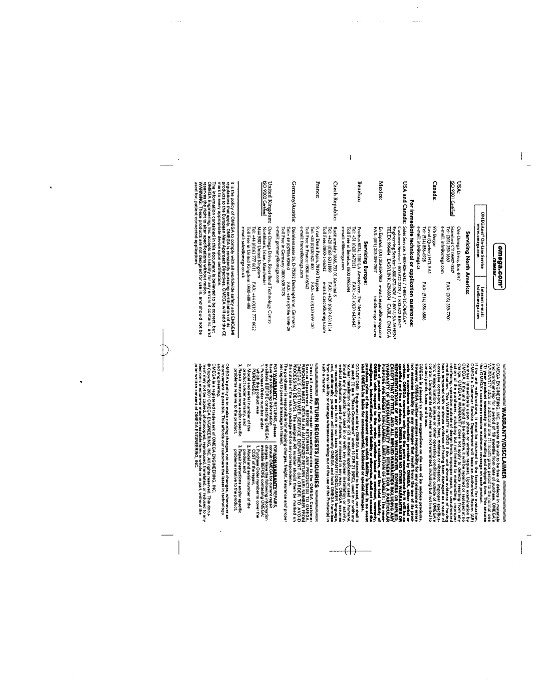 Omega HH308 manual 