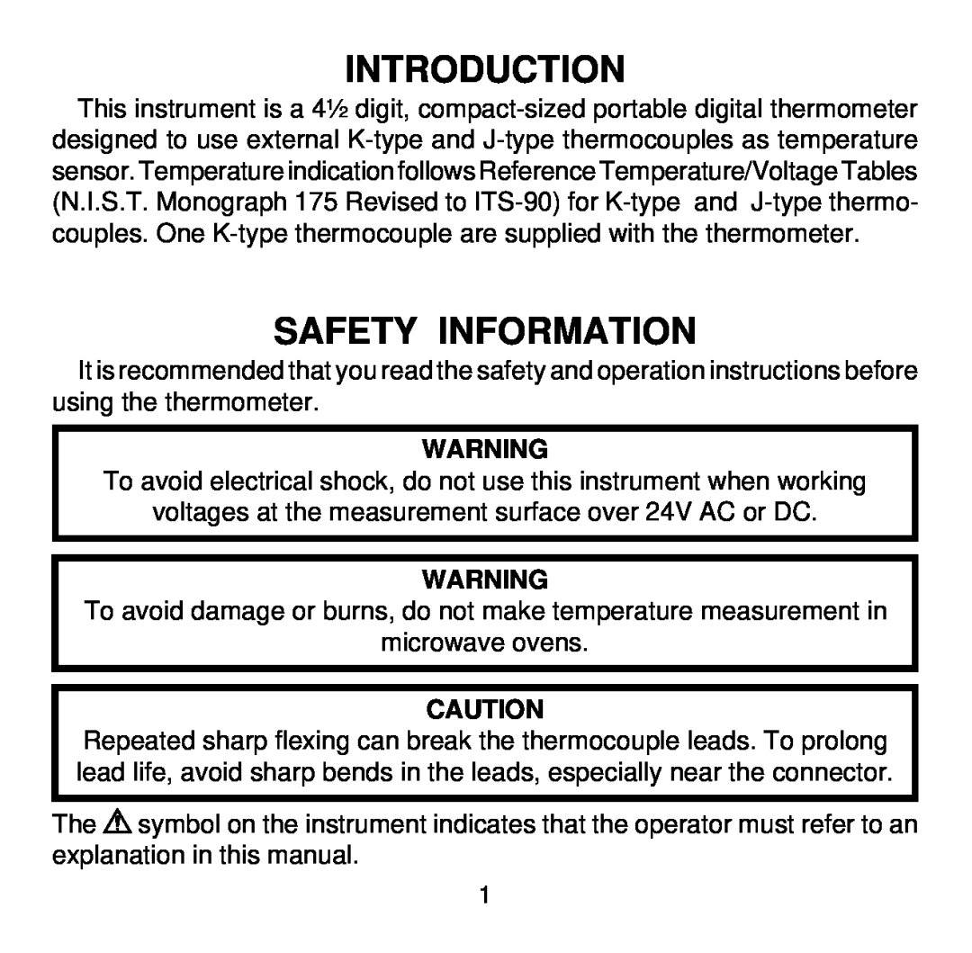 Omega HH503 manual Introduction, Safety Information 