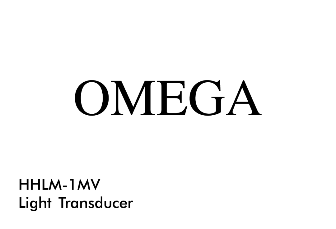 Omega HHLM-1MV manual Omega 