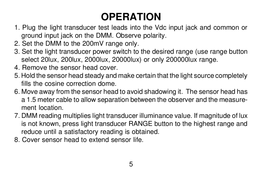 Omega HHLM-1MV manual Operation 