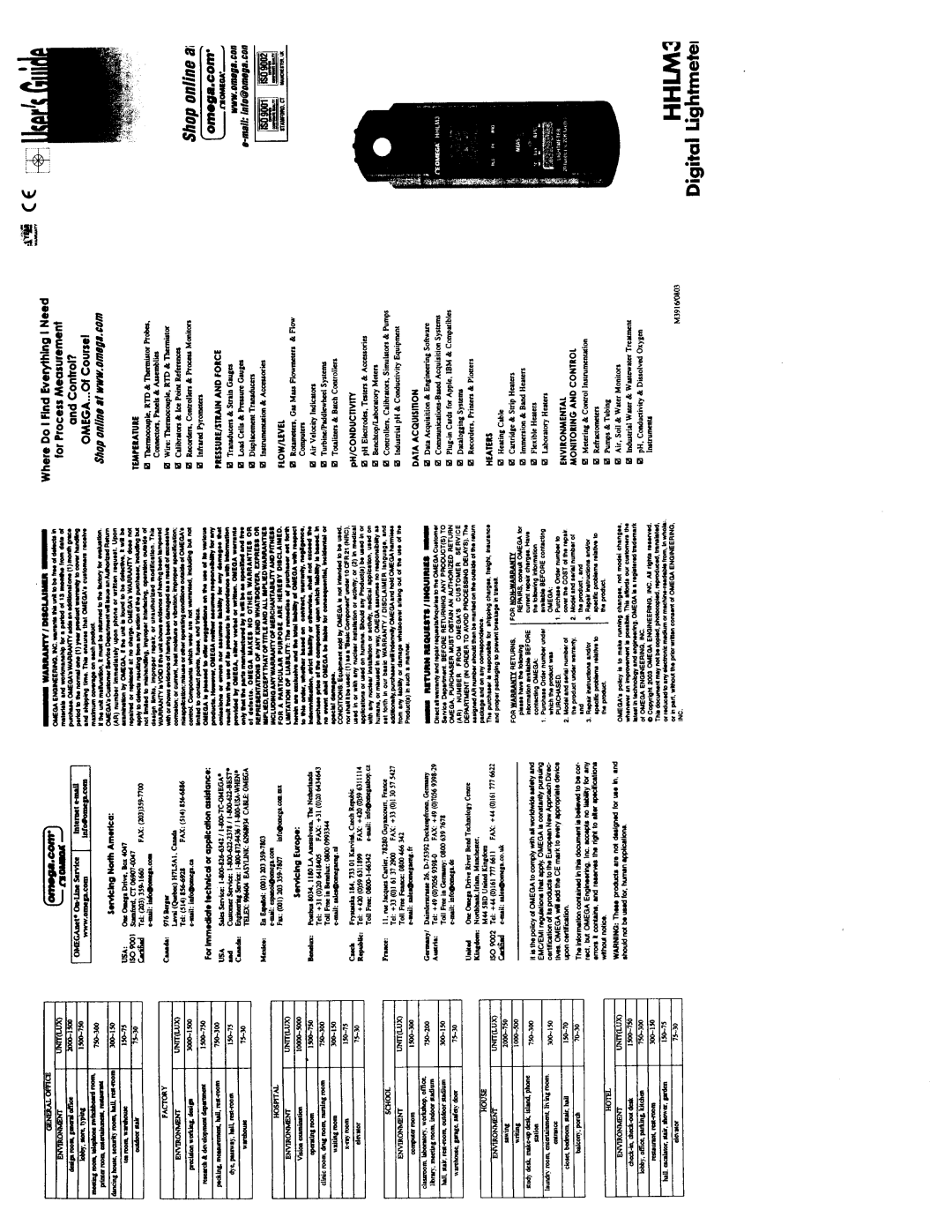 Omega HHLM3 manual 