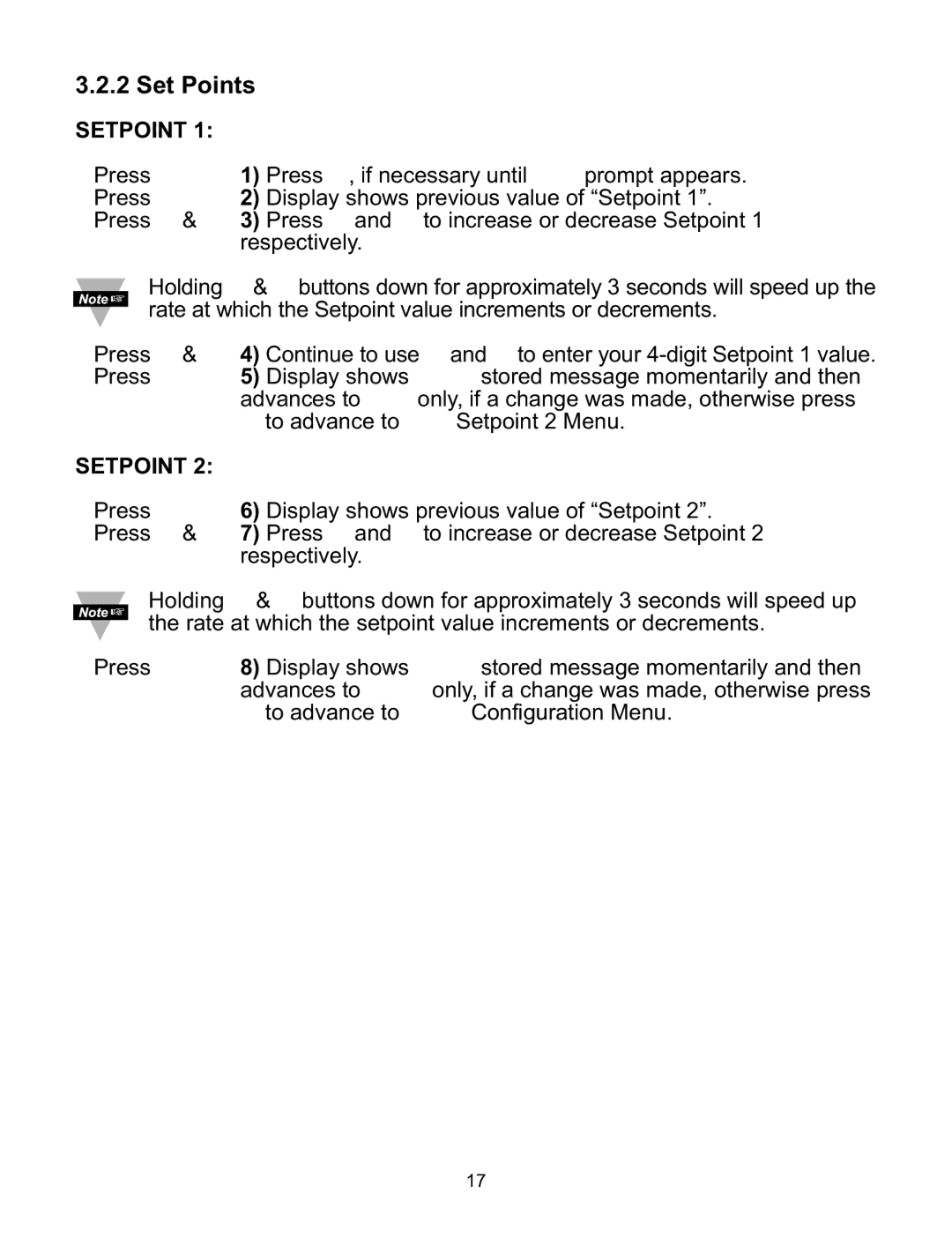 Omega ILD24-UTP, ILD44-UTP manual Set Points, Setpoint 