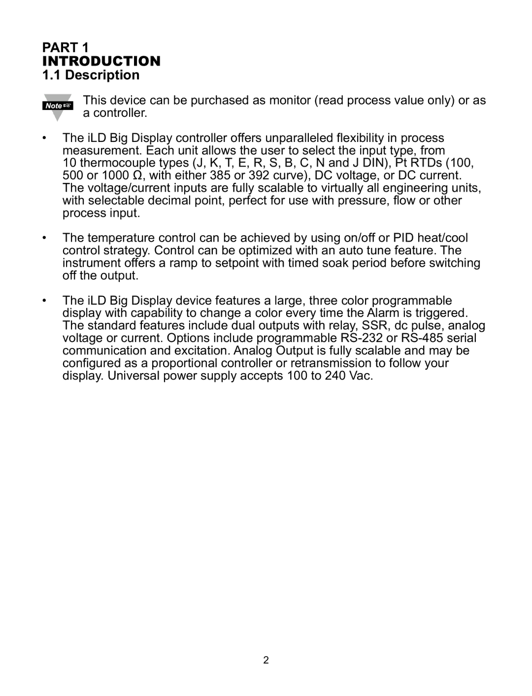 Omega ILD44-UTP, ILD24-UTP manual Part Introduction, Description 