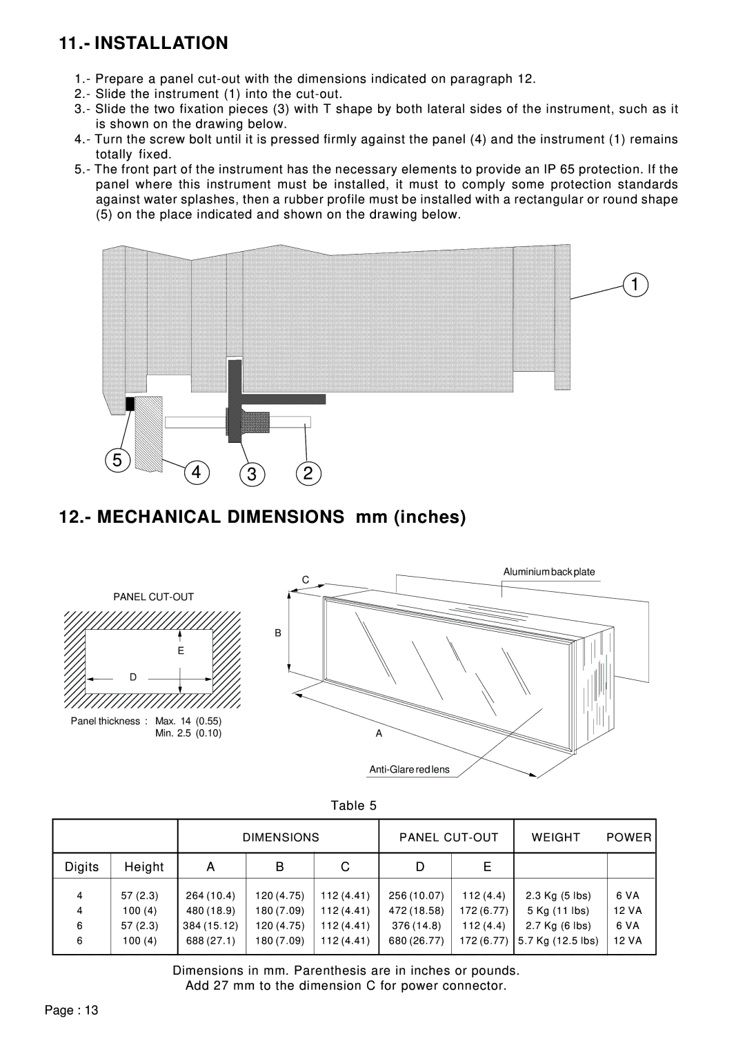 Omega LDP-146, LDP-126, LDP-124, LDP-144 manual Installation, Mechanical Dimensions mm inches 