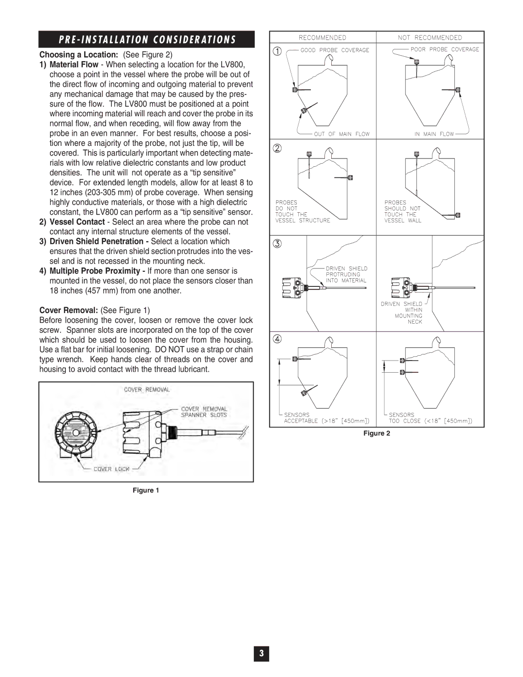 Omega LV800 E I N S Ta L L At I O N C O N S I D E R At I O N S, Choosing a Location See Figure, Cover Removal See Figure 