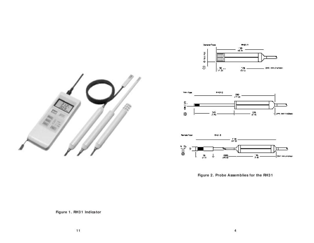 Omega M3185/1098 manual Probe Assemblies for the RH31 