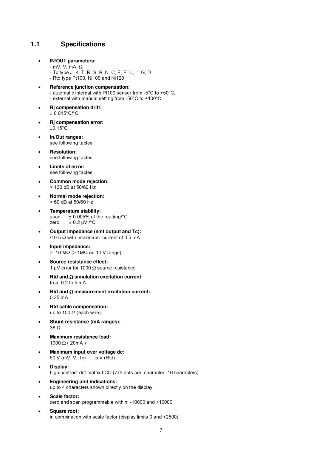 Omega Multifunction Indicator-Simulator, CL526 manual Specifications 