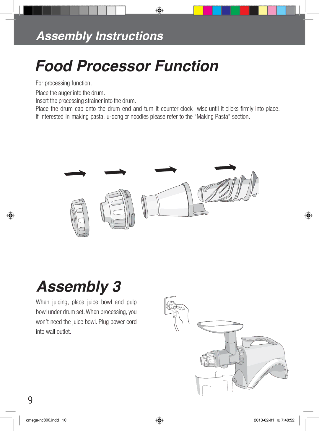 Omega NC800, NC900 instruction manual Food Processor Function 